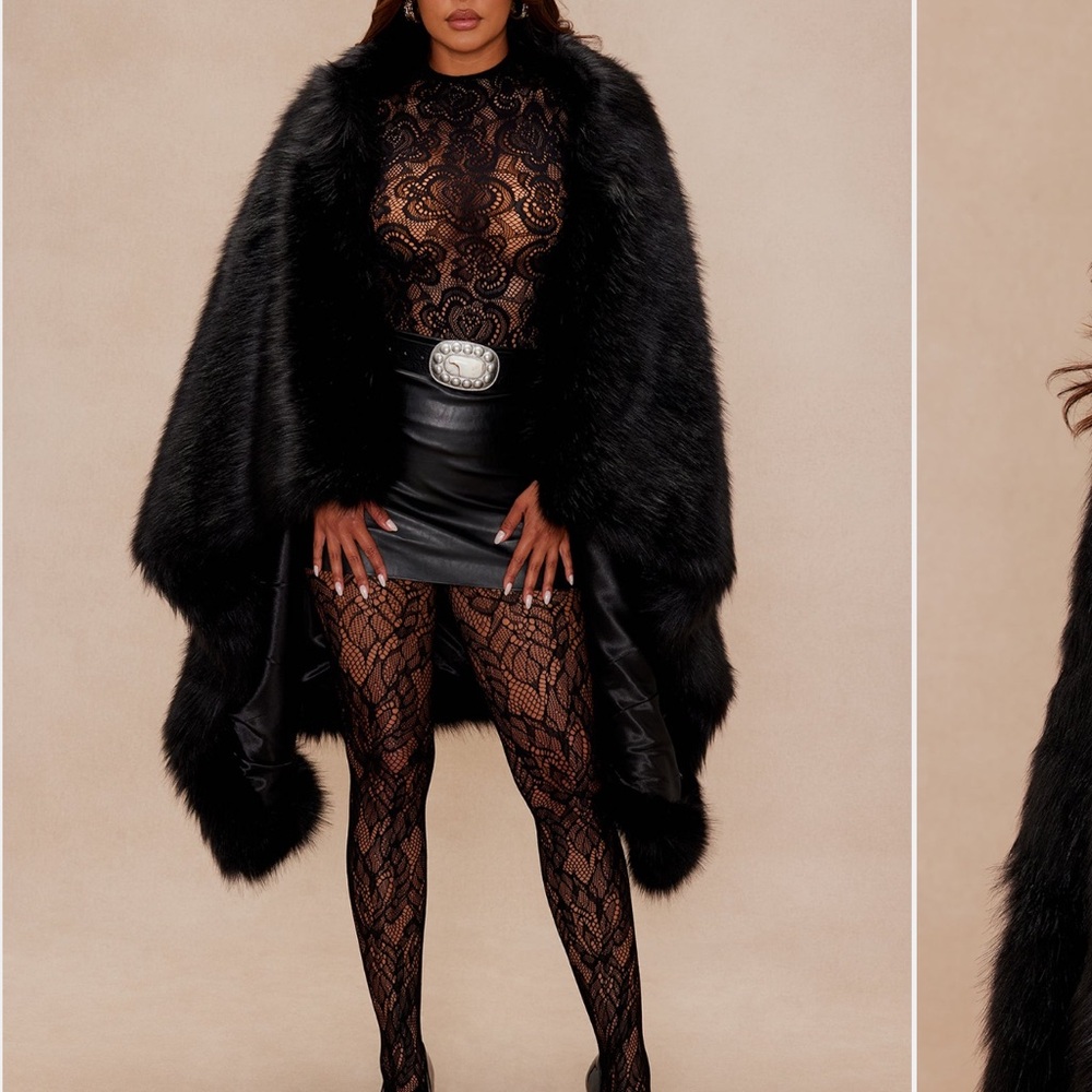 Faux fur cape